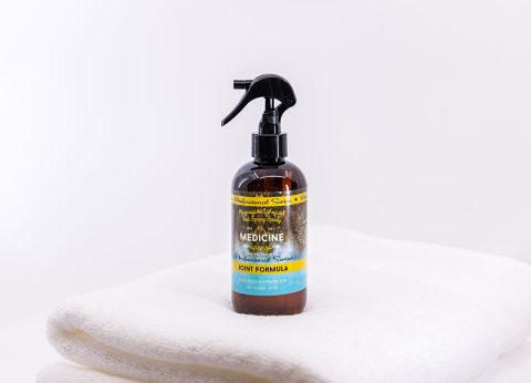 A spray bottle of Medicine Springs product. This is the Joint Formula mineral therapy.